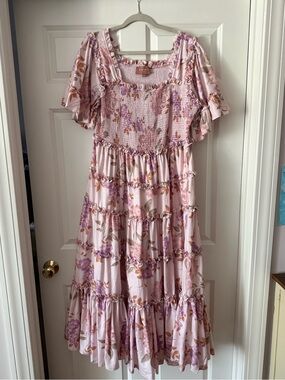 JessaKae SENNA DRESS Pink/Mauve Floral Smocked Top